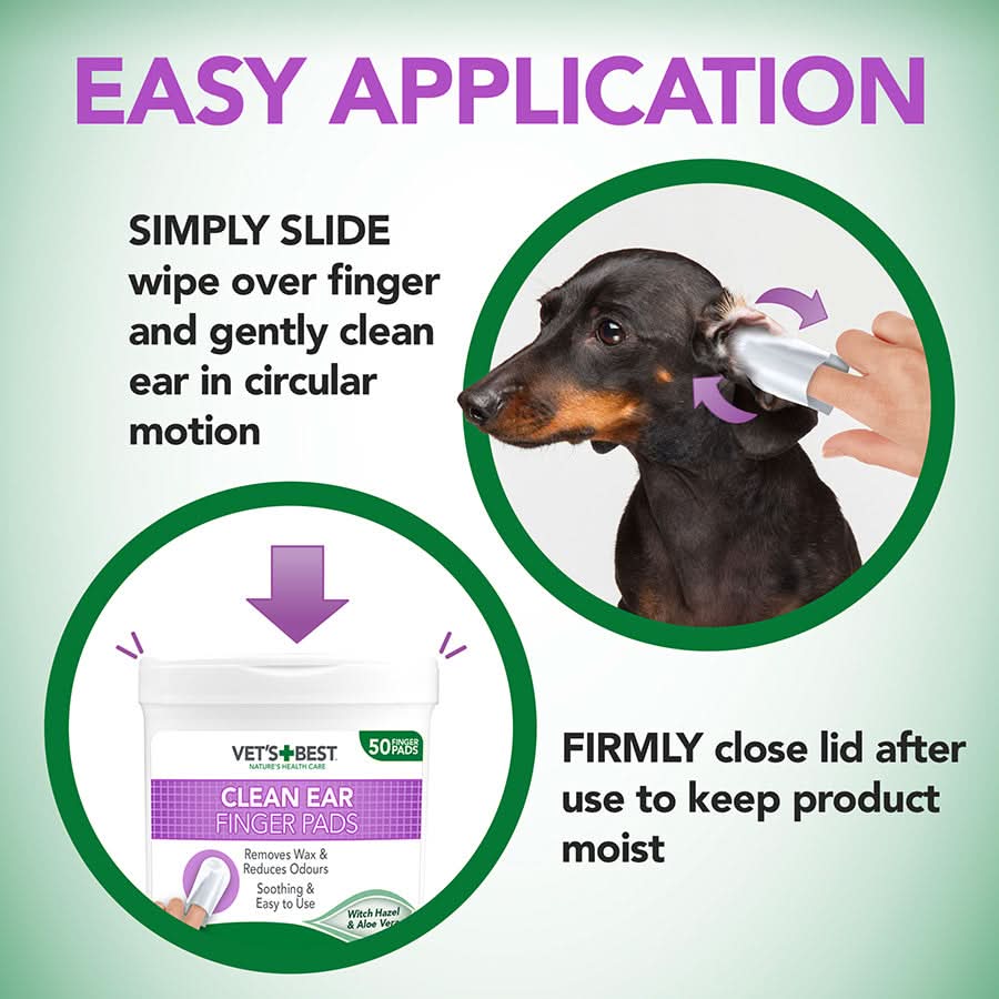 Vet's Best Ear Relief Ear Cleansing Finger Wipes for Dogs