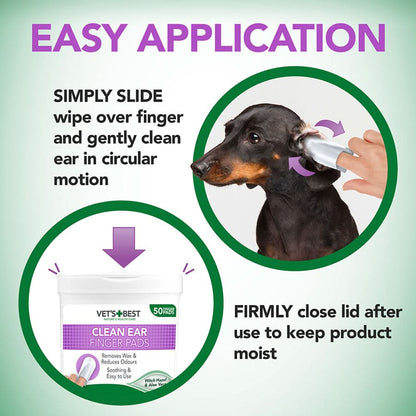 Vet's Best Ear Relief Ear Cleansing Finger Wipes for Dogs